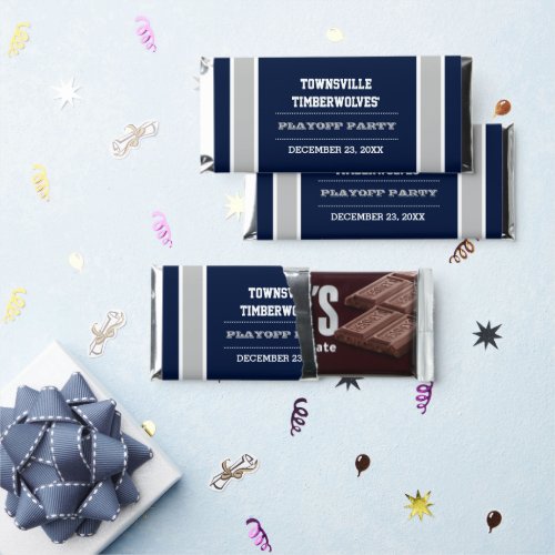 Navy and Silver Team Football Party Hershey Bar Favors