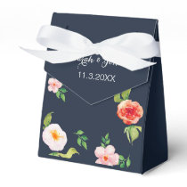 navy and silver watercolor flowers wedding favor boxes