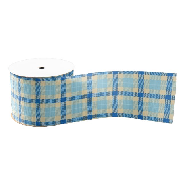 Navy and Sky Blue Tartan Plaid Ribbon (Spool)