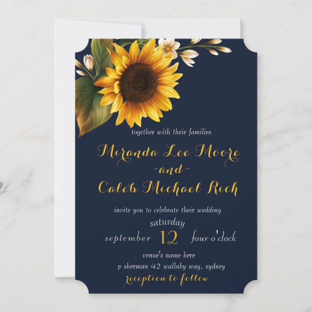 Navy and Sunflower Invitation (Front)