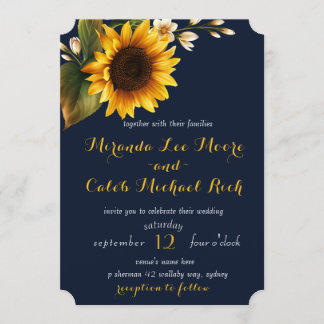 Navy and Sunflower Invitation