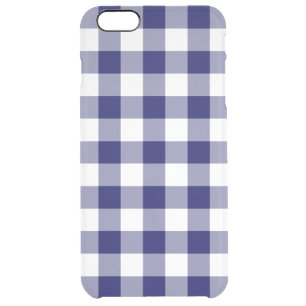 Navy and Transparent Gingham Pattern Clear iPhone 6 Plus Case