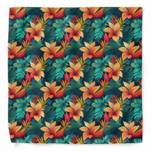 Navy And Turquoise Tropical Bandana