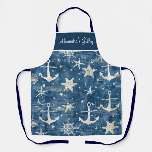 Navy And White Anchor Apron