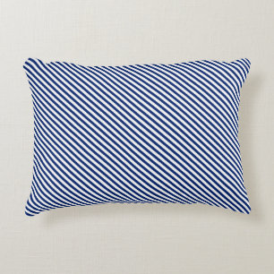 Navy and White Angled Stripes Accent Pillow