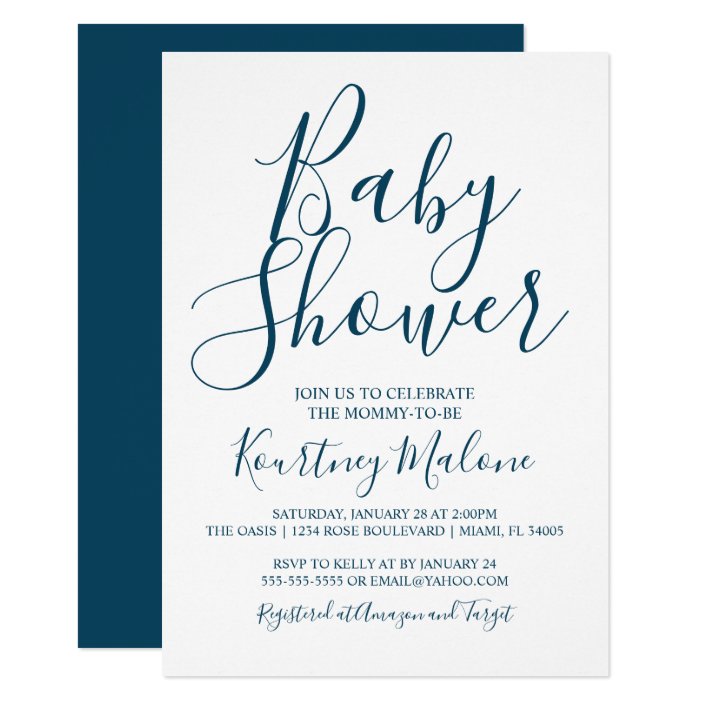 Navy and White Baby Shower Invitation