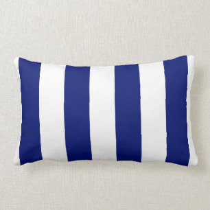 Navy and White Bold Vertical Stripes Lumbar Pillow