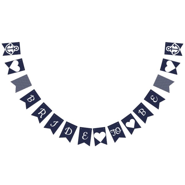 Navy and White Bride To Be Nautical Bunting Flags (All)