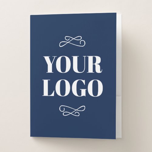 Navy and White Business Logo Pocket Folder