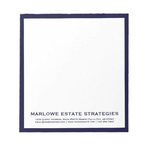 Navy and White Business Notepad