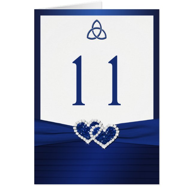 Navy and White Celtic Love Knot Table Number Card (Front)