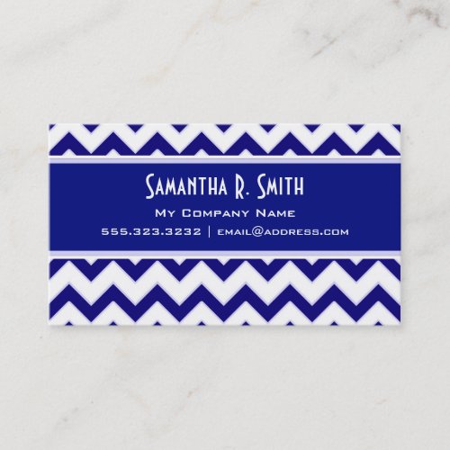 Navy and White Chevron Pattern Business Card
