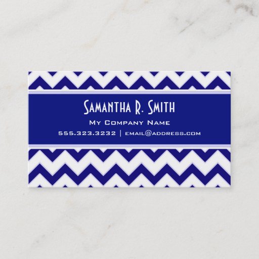 Customizable Navy and White Chevron Pattern Business Card