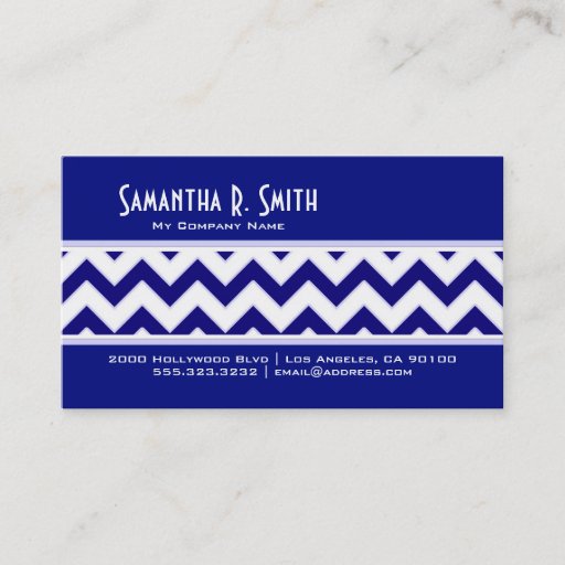 Customizable Navy and White Chevron Pattern Business Card