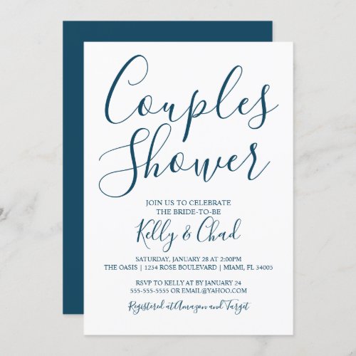 Navy and White Couples Shower Invitation