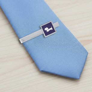 Navy and white Dachshund Modern Style Tie Bar
