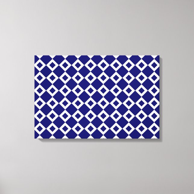 Navy and White Diamond Pattern Canvas Print (Front)