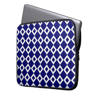 Navy and White Diamond Pattern Laptop Sleeve