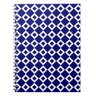 Navy and White Diamond Pattern Notebook