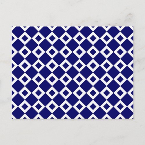 Navy and White Diamond Pattern Postcard