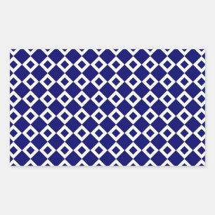Navy and White Diamond Pattern Rectangular Sticker