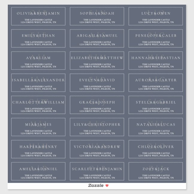 Navy and White Elegant Formal Wedding Address Sticker