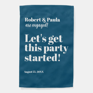 Navy and White Engagement Party Wedding Banner Garden Flag
