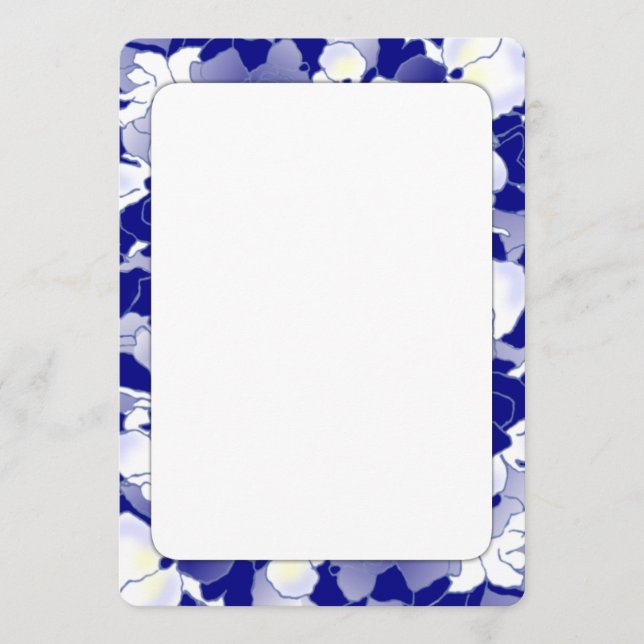 Navy and White Floral Border Fan Program Paper (Front)