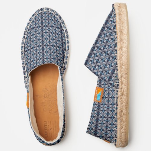 Navy and White Floral Pattern Espadrilles