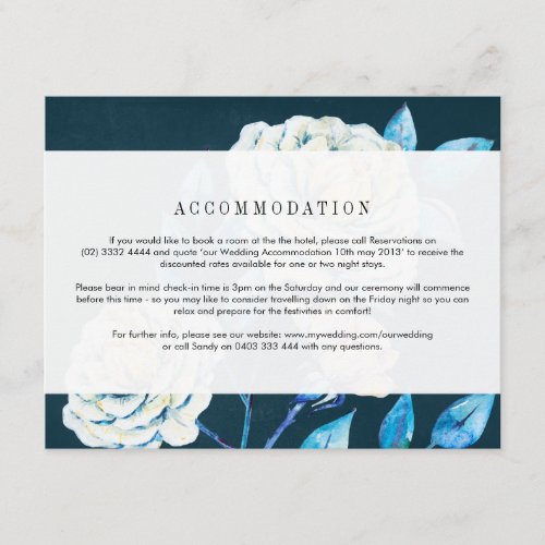 Navy and White Floral Wedding Direction Card Chalk