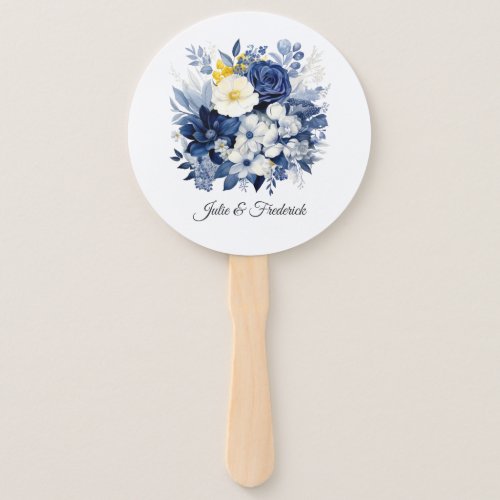 Navy and White Floral Wedding Hand Fan