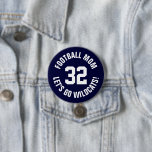 Navy and White Football Mom Jersey Number Button<br><div class="desc">Cheer on your favorite sports team, football player or just show off your school pride with a custom personalized spirit button! Add your school name or personalize with a player's name and jersey number. Perfect for football, basketball, baseball and soccer games! Create custom pins for the whole team, cheerleaders, parents...</div>