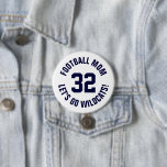 Navy and White Football Mom Jersey Number Button<br><div class="desc">Cheer on your favorite sports team, football player or just show off your school pride with a custom personalized spirit button! Add your school name or personalize with a player's name and jersey number. Perfect for football, basketball, baseball and soccer games! Create custom pins for the whole team, cheerleaders, parents...</div>