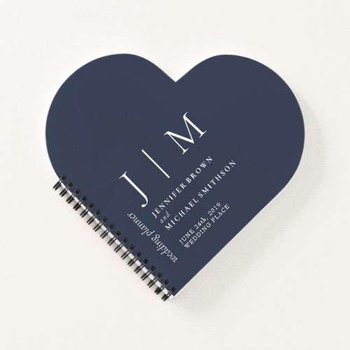Navy and White Formal Simple Love Wedding Notebook