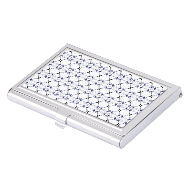 Navy and White Gavels lawyer Business Card Cases (Front)