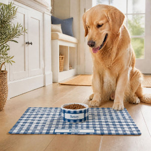Navy and White Gingham Check Name Placemat