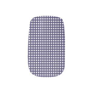Navy and White Gingham Minx Nail Art