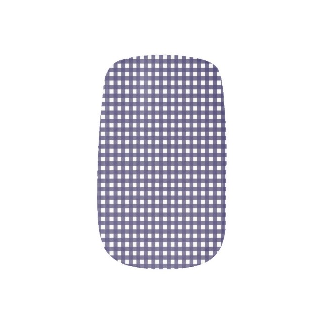 Navy and White Gingham Minx Nail Art (Right Thumb)