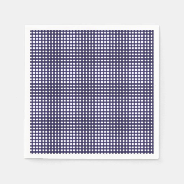 Navy and White Gingham Paper Napkins (Front)