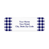 Navy and White Gingham Pattern address label (Front)