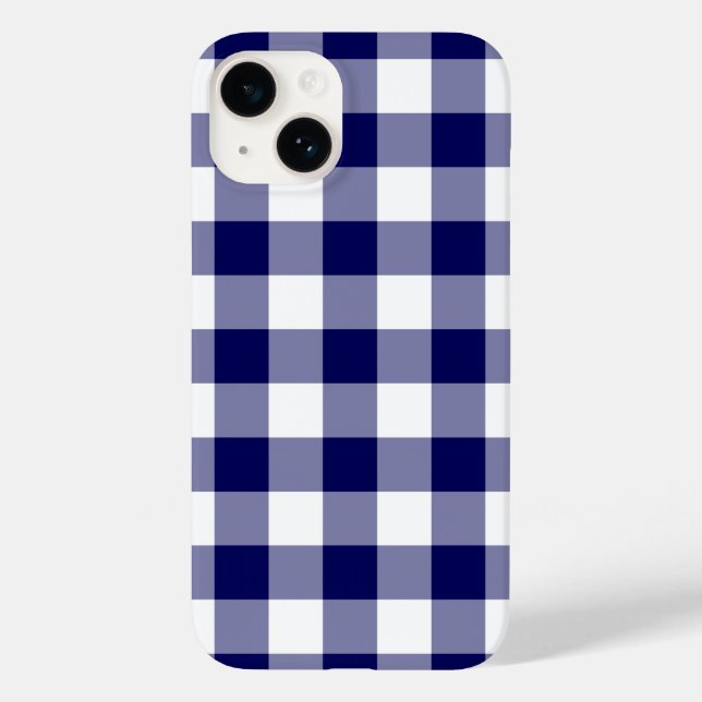 Navy and White Gingham Pattern Case-Mate iPhone Case (Back)