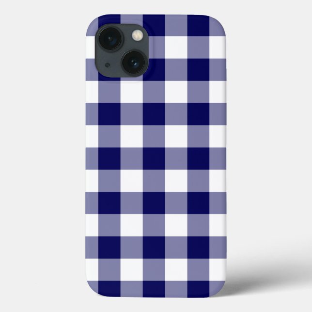Navy and White Gingham Pattern Case-Mate iPhone Case (Back)