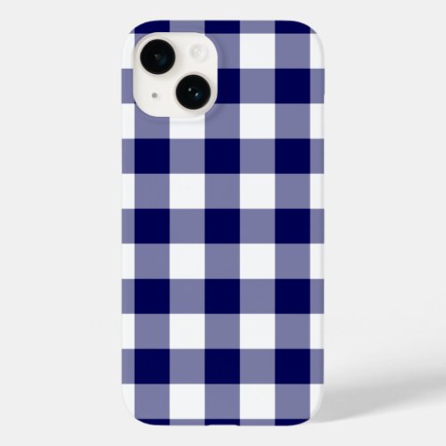 Navy and White Gingham Pattern Case_Mate iPhone 14 Case