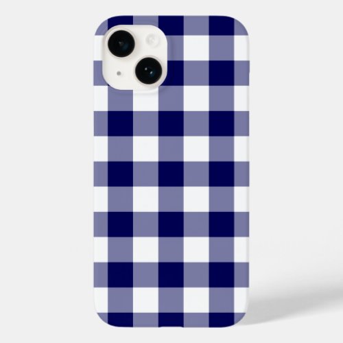 Navy and White Gingham Pattern Case_Mate iPhone 14 Case