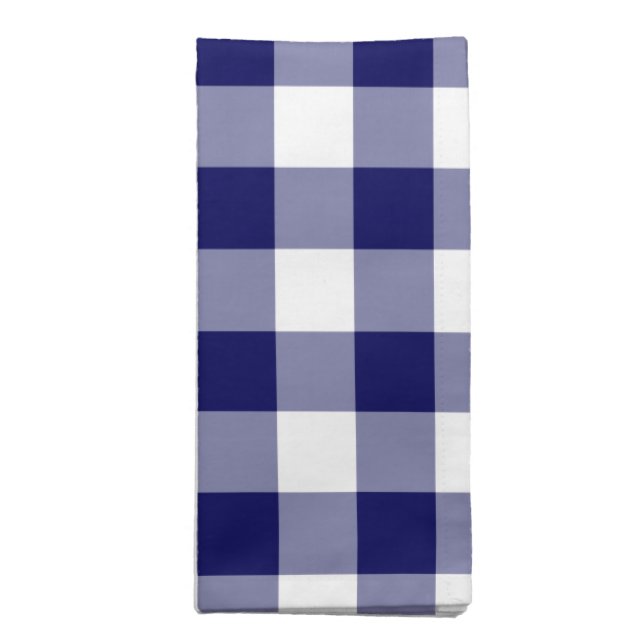 Navy and White Gingham Pattern Cloth Napkin (Folded)