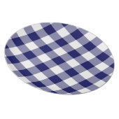 Navy and White Gingham Pattern Dinner Plate (Right Side)