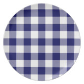 Navy and White Gingham Pattern Dinner Plate (Front)