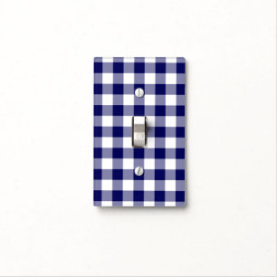 Navy and White Gingham Pattern Light Switch Cover