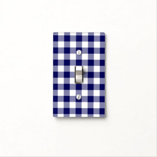 Navy and White Gingham Pattern Light Switch Cover