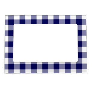 Navy and White Gingham Pattern Magnetic Frame